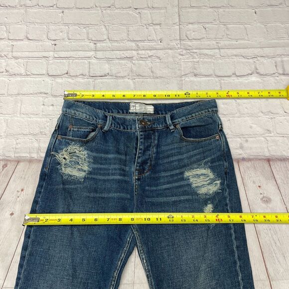 Free People Women Distressed Ankle Jeans Size 25 Blue Denim B363 -30 - Picture 2 of 16